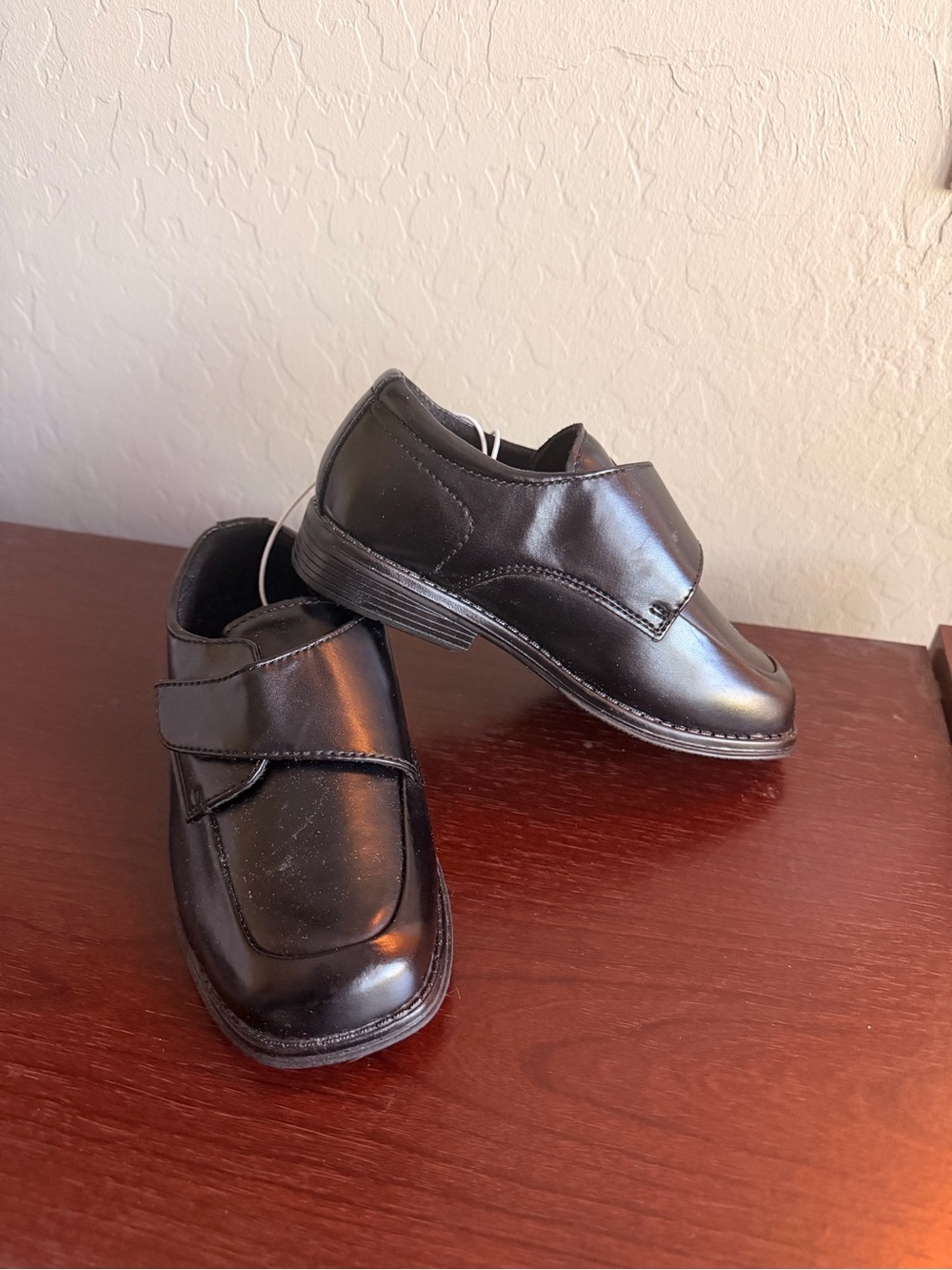 Children's Black Dress Shoes with Easy Velcro Strap